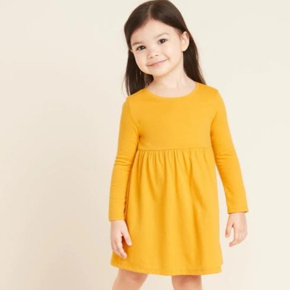 Old Navy Other - Fit & Flare Solid Yellow Long Sleeve 12-18M to 5T